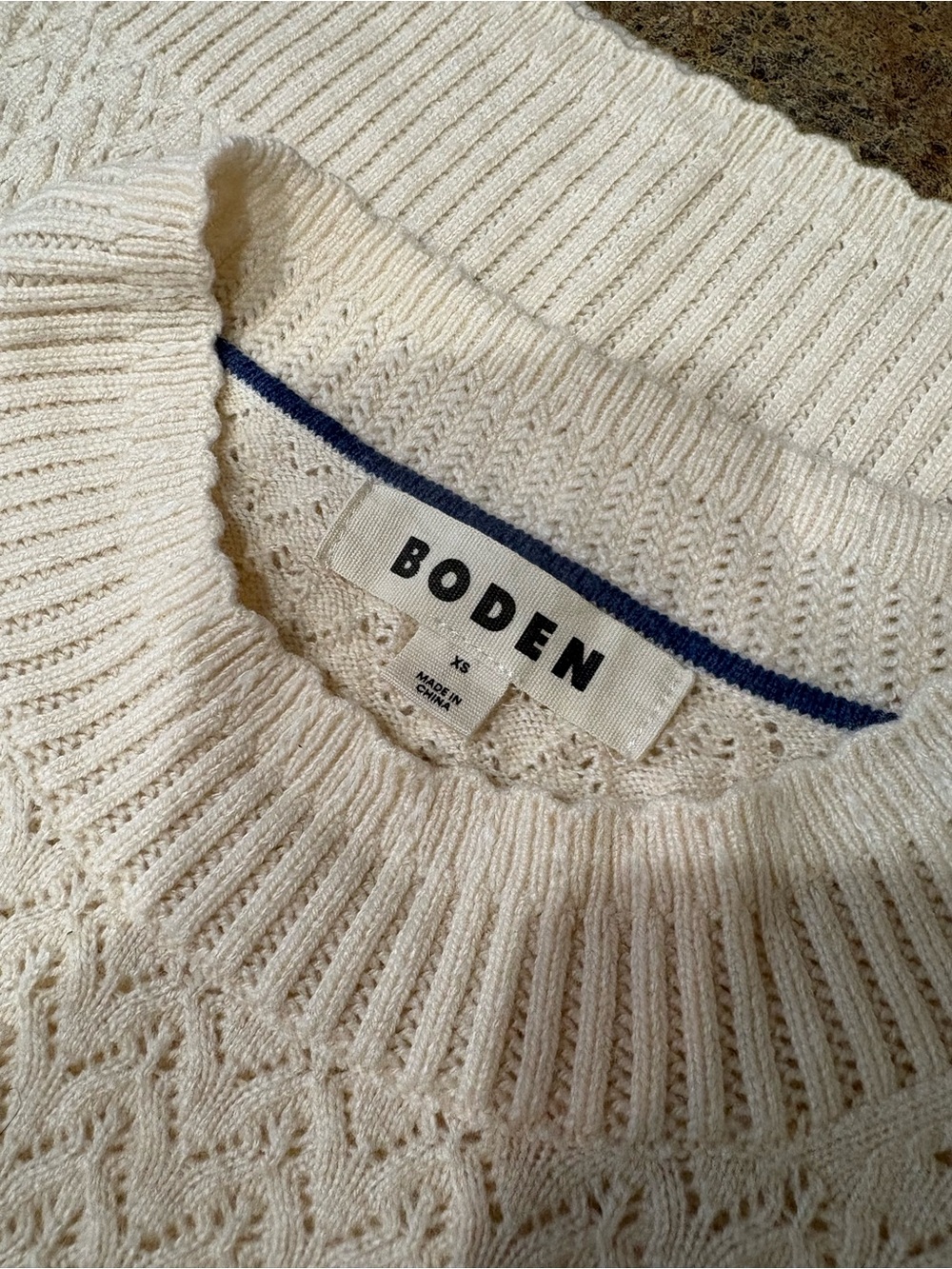 Boden Diane Pointelle Jumper Sweater in Cream - Picture 8 of 10